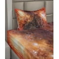 thumbnail image 2 of Ambesonne Nebula Fitted & Top Sheet Set with Sham, Gas Cloud in Deep Space, Burnt Orange Black, 2 of 4
