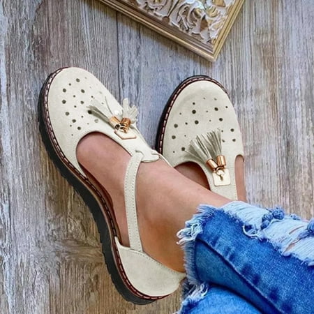 

HIBRO Women s Ladies Fashion Casual Platform Fringe Tassel Hollow Out Sandals Shoes