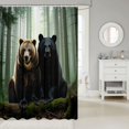 thumbnail image 2 of Manfei Woodland Bear Shower Curtain 72Wx78L, Vintage Farmhouse Tree Bath Curtain, Black Green, 2 of 5