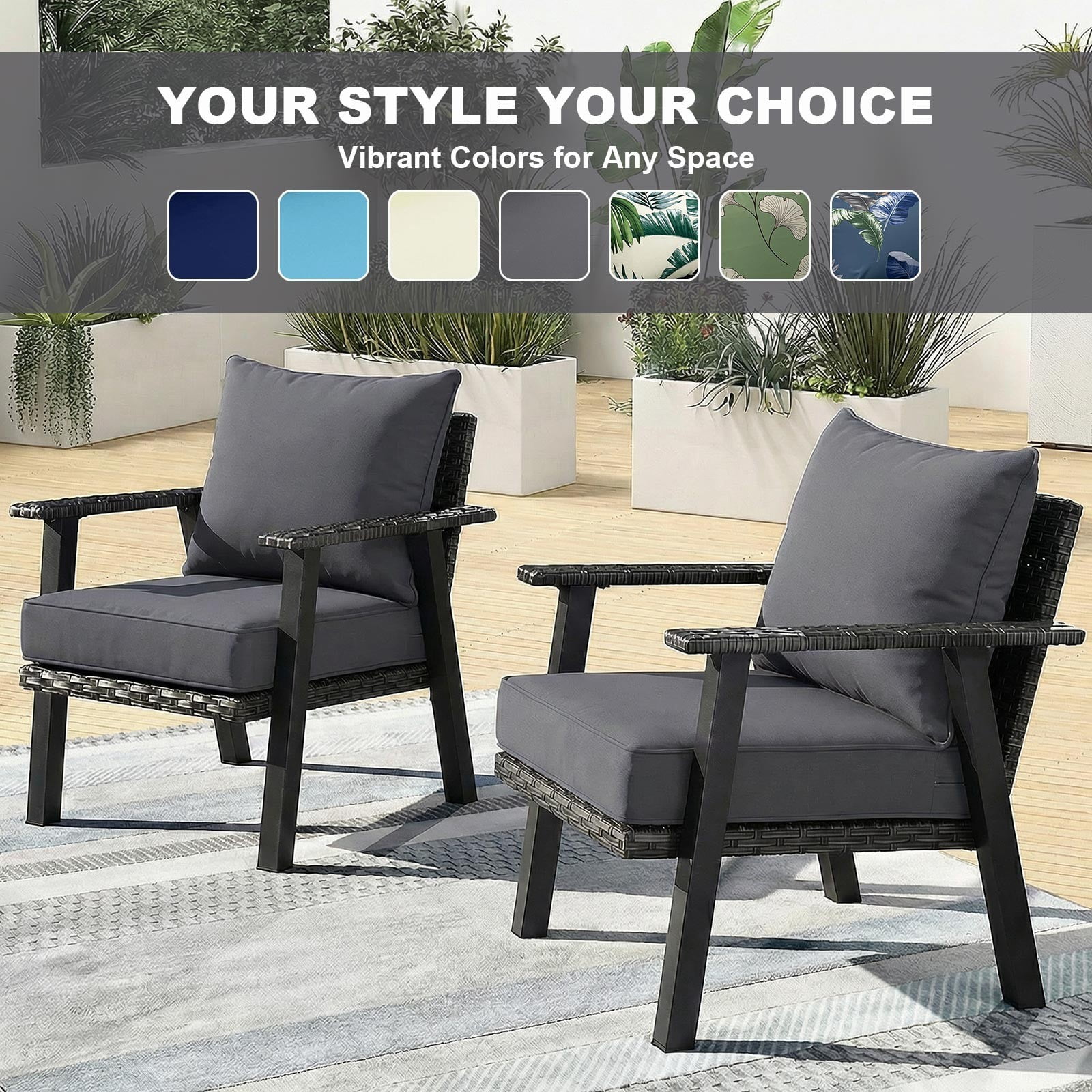 TOPCHANCES Outdoor Deep Seat Cushion Set, 24x24 Inch Waterproof Outdoor Deep Seat Cushions for Patio Furniture (Set of 1, Dark Gray)