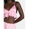 thumbnail image 3 of Just Sexy Lingerie Women’s Satin Cropped Cami and Shorts Set, 2-Piece, Sizes S-XL, 3 of 4