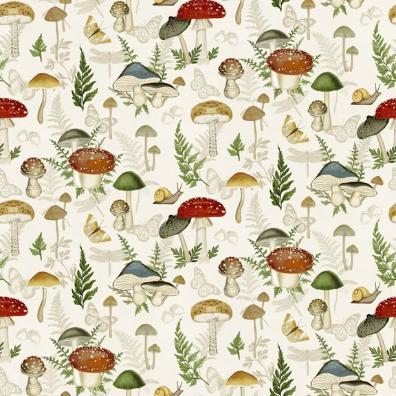 Springs Creative Kate Ward Thacker Mushrooms Cotton Fabric By the Yard