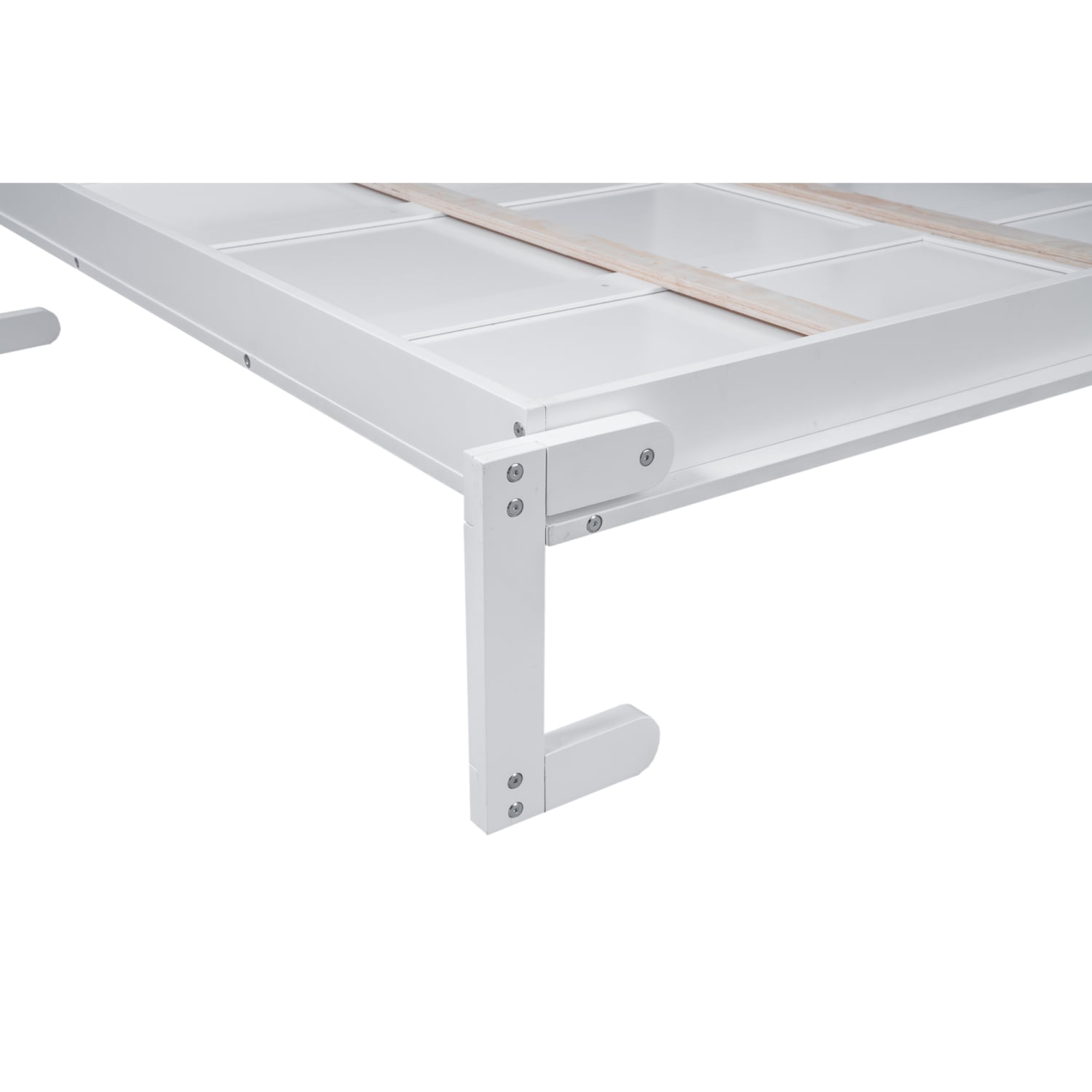 Churanty Wood Queen Size Murphy Bed with Storage Shelves and LED Lights, Foldable Wall Bed Murphy Bed Cabinet for Guest Room Home Office,White