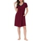 thumbnail image 1 of INSPIRE CHIC Camisón de Noche para Mujeres, Ropa de Dormir, Vestido de Lounge, Cuello en V, Manga Corta, Bata de Noche, S Rojo, 1 of 6