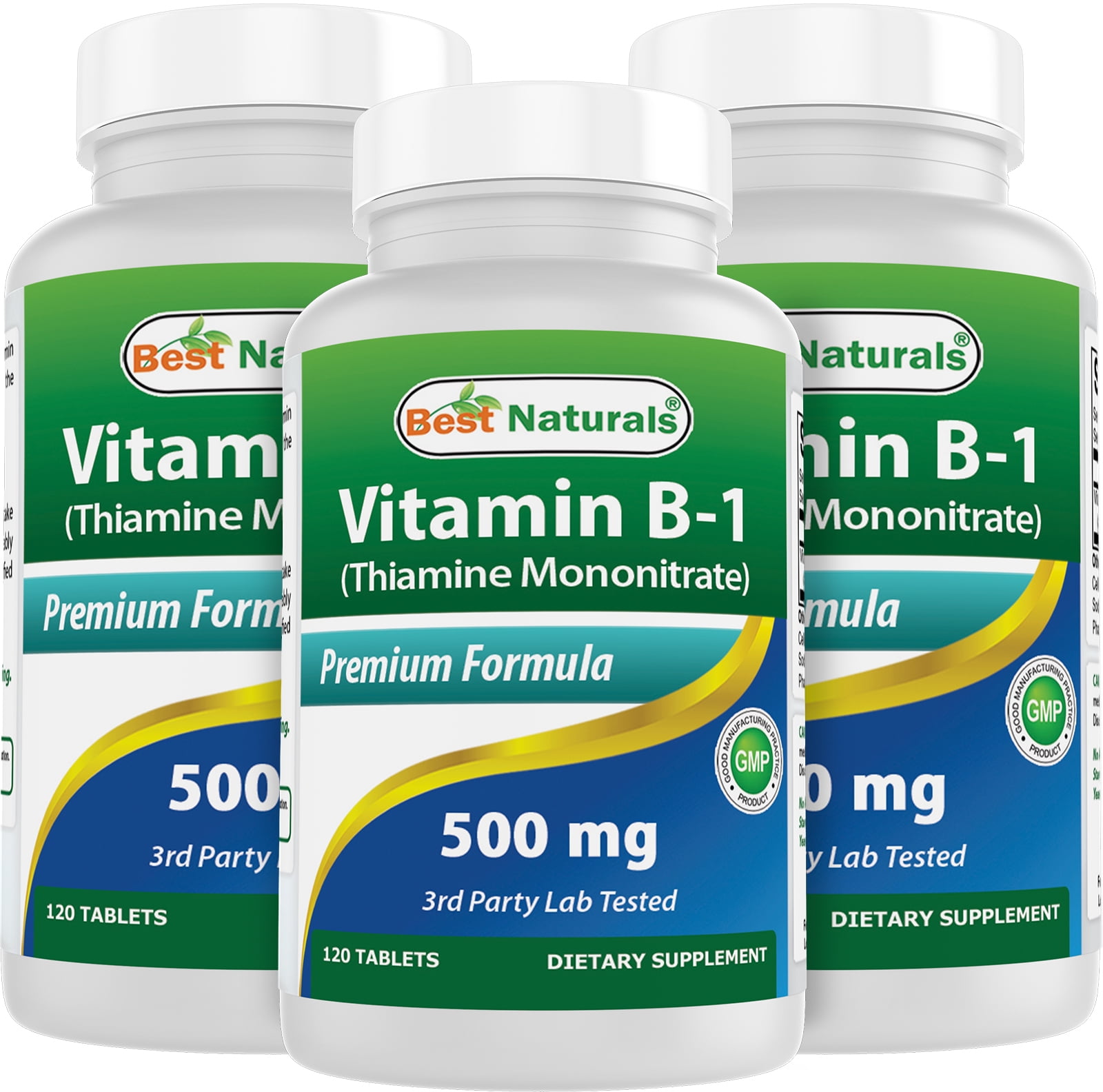 3 Pack Best Naturals Vitamin B1 500 mg 120 Tablets Vitamin B1 as