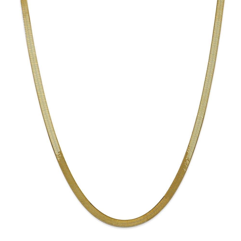 Mens 14K Gold Plated 11mm Flat 24" & 30" Herringbone Necklace Chain Set of 2 