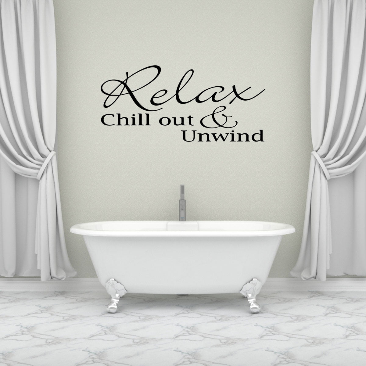 Relax Chillout Unwind Motto Quote Bathroom Shower Decal Wall Art Sticker Picture