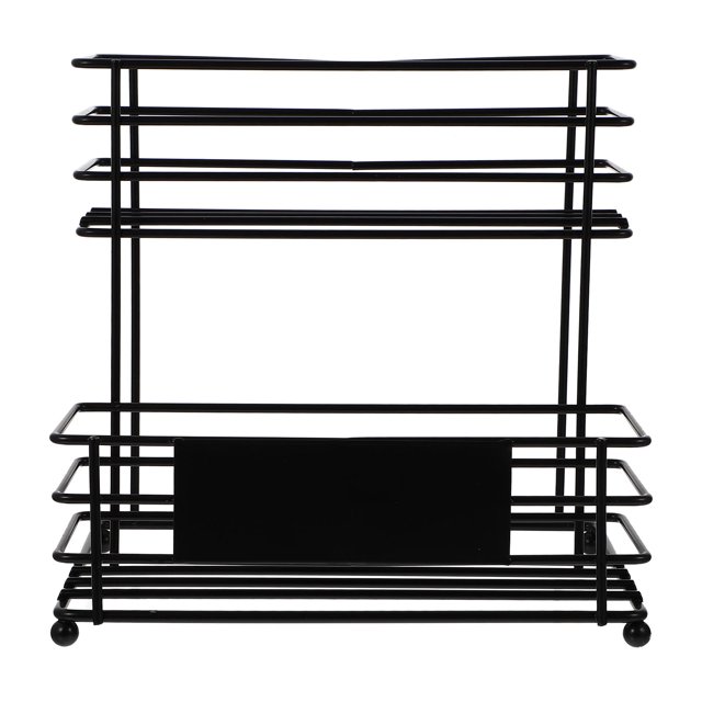 Hytrove Estante Doble De Hierro Negro Para Almacenamiento De Jarabes Y Especias En Hogar Y Tiendas