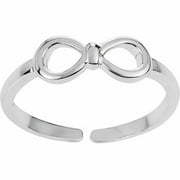 Women's Sterling Silver Adjustable Bow Emblem Toe Ring
