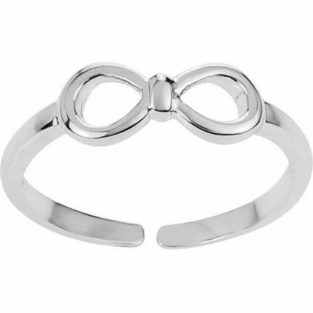 Women's Sterling Silver Adjustable Bow Emblem Toe Ring