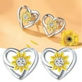thumbnail image 2 of Mfigree Heart Shaped Earrings Sunflower Sunflower Two Color Earrings Temperament Hollow Design Earrings Teardrop Earrings for Women, 2 of 9