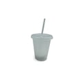 thumbnail image 1 of Inteprter Vaso para beber con tapa y pajita PP Vaso para beber con tapa Botella de plástico reutilizable para bebida fría Café Jugo Batido Mostrada Blanco 480ml Inteprter HA007952-12, 1 of 6