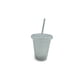 thumbnail image 1 of Yuarrent Vaso para beber con tapa y pajita Botella reutilizable de plástico PP PP para batido de jugo de café de bebida fría Mostrada Blanco 480ml Yuarrent HA007952-12, 1 of 6