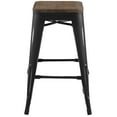 thumbnail image 4 of Industrial Country Cottage Farm Beach House Bar Pub and Dining Kitchen Counter Side Stool Chair, Metal Steel Wood, Black, 4 of 4
