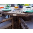 thumbnail image 6 of Tuscany 7-Piece Resin Wicker Outdoor Patio Furniture Round Dining Table Set with Dining Table and Six Cushioned Chairs (Half-Round Brown Wicker, Polyester Light Gray), 6 of 8