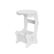 Hyknon Round Coffee Table PVC Modern Bedside Table with Hollow Flower Simple Moveable Tea Desk for Living Room Bedroom Elegant Storage Cabinet for Indoor Use