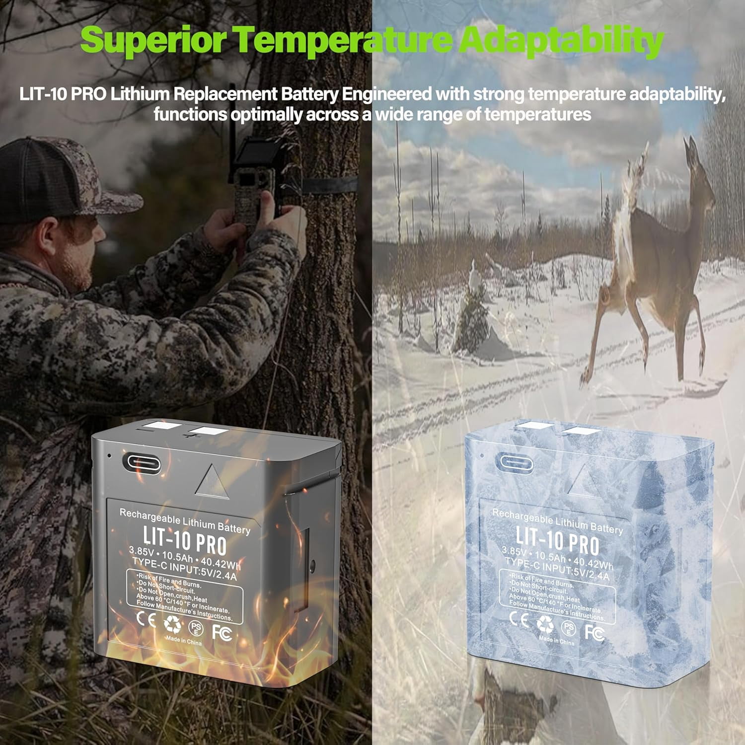 4 Pack 10500mAh Replacement LIT 10 Pro Rechargeable Battery for SPYPOINT Trail Camera LINK-MICRO-LTE, CELL-LINK, LM2, LINK-MICRO-S-LTE, FLEX M, for 3.85V Hunting Camera Battery with Type-C Cable