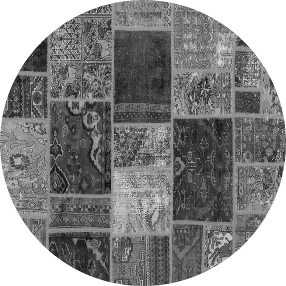 Ahgly Company Indoor Round Patchwork Gray Transitional Area Rugs, 5' Round