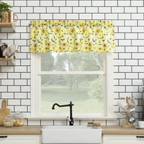 No. 918 Sunny Sunflower Print Semi-Sheer Rod Pocket Kitchen Curtains