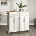 thumbnail image 2 of BELLEZE Rolling Kitchen Island Utility Cart with 2 Drawers - Baldy (White), 2 of 7
