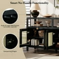 thumbnail image 6 of Harper & Bright Designs Rattan Sideboard Cabinet with Storage, Farmhouse Buffet Cabinet with 3-position Adjustable Shelves, Black, 6 of 17