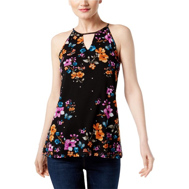 INC Blusa de punto estampada para mujer, negro, extragrande I-N-C Tejer