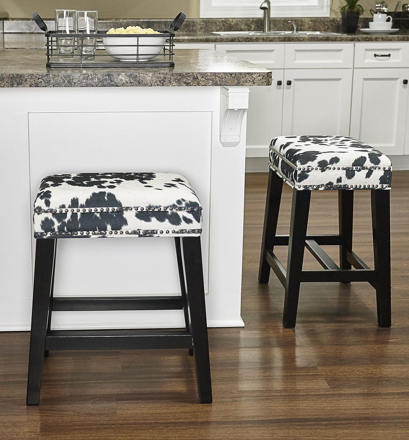 Carter Black Cow Print Counter Stool
