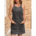 thumbnail image 2 of Vestido casual de mezclilla sin mangas Yousify para mujer, gris oscuro, verano, 2 of 9