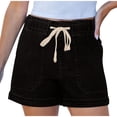 thumbnail image 3 of Summer Jean Shorts For Womens Plus Size Fashion Loose Drawstring Denim Shorts with Pockets Trendy Shorts, 3 of 4