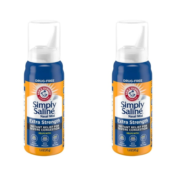 2 Pk Simply Saline Nasal Mist Extra Strength for Severe Congestion 1.5 Ounces Ea