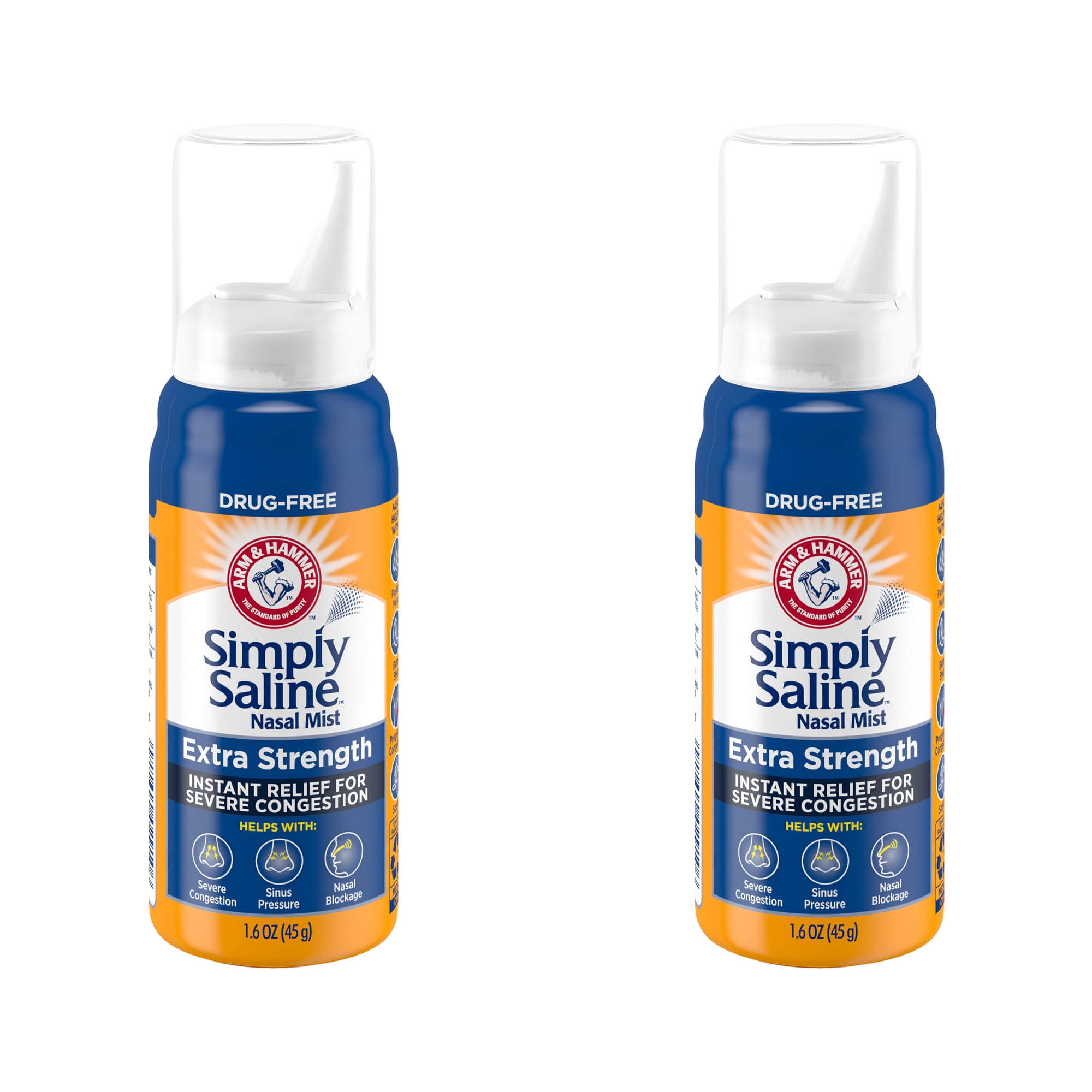 2 Pk Simply Saline Nasal Mist Extra Strength for Severe Congestion 1.5 Ounces Ea