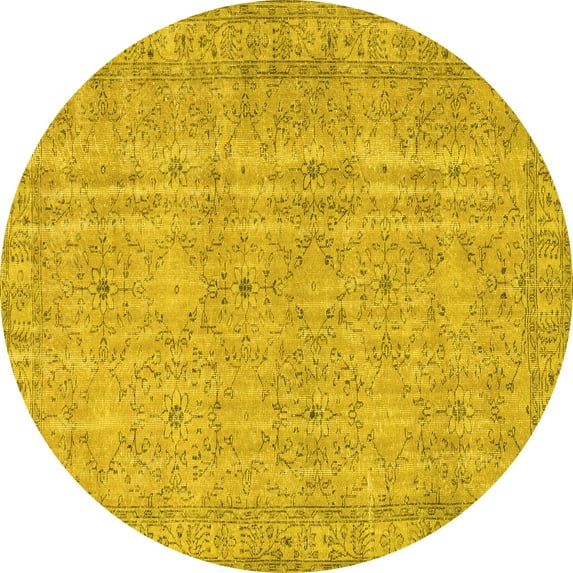 Ahgly Company Indoor Round Persian Yellow Traditional Area Rugs, 7' Round