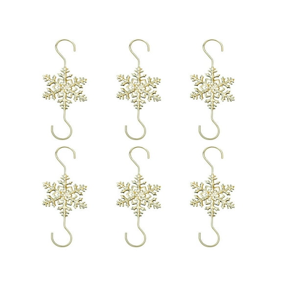Nkmbld 6PC Christmas S-Hooks Snowflake Ornament Hook Hangers Tree Decorations Garland Rust Hanging Ornament Hooks, Gold