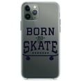 thumbnail image 1 of DistinctInk Clear Shockproof Hybrid Case for iPhone 13 (6.1" Screen) - TPU Bumper Acrylic Back Tempered Glass Screen Protector - Born to Skate - Skating, 1 of 2