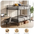thumbnail image 3 of edx Twin Over Twin Metal Bunk Bed with Stairs & Safety Guardrails, Heavy-Duty Steel Frame, No Box Spring Needed, Space-Saving Bunk Beds, Black, 3 of 7