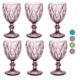 thumbnail image 1 of Juego de 6 Copas de Cristal Labrado Vintage, Copas de Vino Color Púrpura, 245 ml, 1 of 5