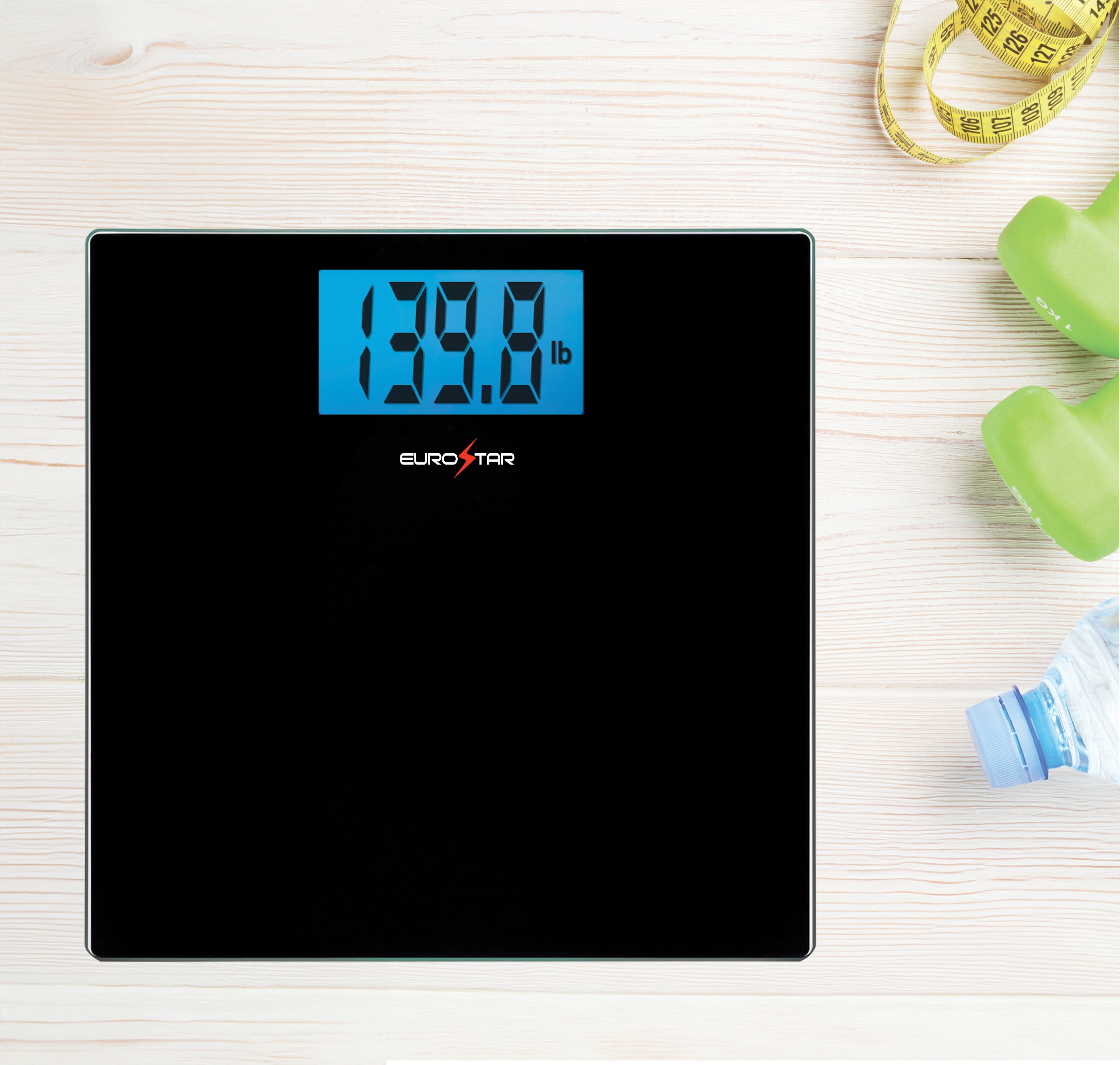 EUROSTAR Digital Glass Bathroom Scale, Black