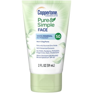 Coppertone Pure & Simple, Face, SPF 50,  Sunscreen Lotion, 2 Fl. Oz.