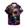 thumbnail image 2 of JURANMO Lightening Deals Mens Bowling Shirts Funny Carnival Print Tshirt Casual Lapel Button Up Holiday Beach Tops Multicolor 4XL, 2 of 6