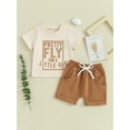 thumbnail image 3 of Elippeo Toddler Boys Summer Shorts Sets  Short Sleeve Letter Print Tops and Drawstring Shorts Sets 0-3 Years, 3 of 10