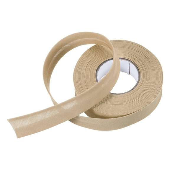 Uxcell 3/4 Inch Single Fold Bias Tape Polyester Continuous Bulk Bias Tape for Sewing, Seaming Quilting Hemming Binding Crafts (Khaki 10 Yards)