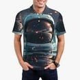 thumbnail image 5 of Yiaed Astronaut Helmet ReflectionsPrint Men's Short Sleeve Polo Shirt,Golf Polo for Men Three-Button Golf Shirt Athletic Casual Collared T-Shirt- XX-Large, 5 of 7