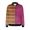 thumbnail image 2 of Olyvenn Bomber Jacket Women Fashion Striped Printed Jackets Windbreaker Cropped Coats Zip Up Long Sleeve Coat with Pockets Hot Pink 8, 2 of 5