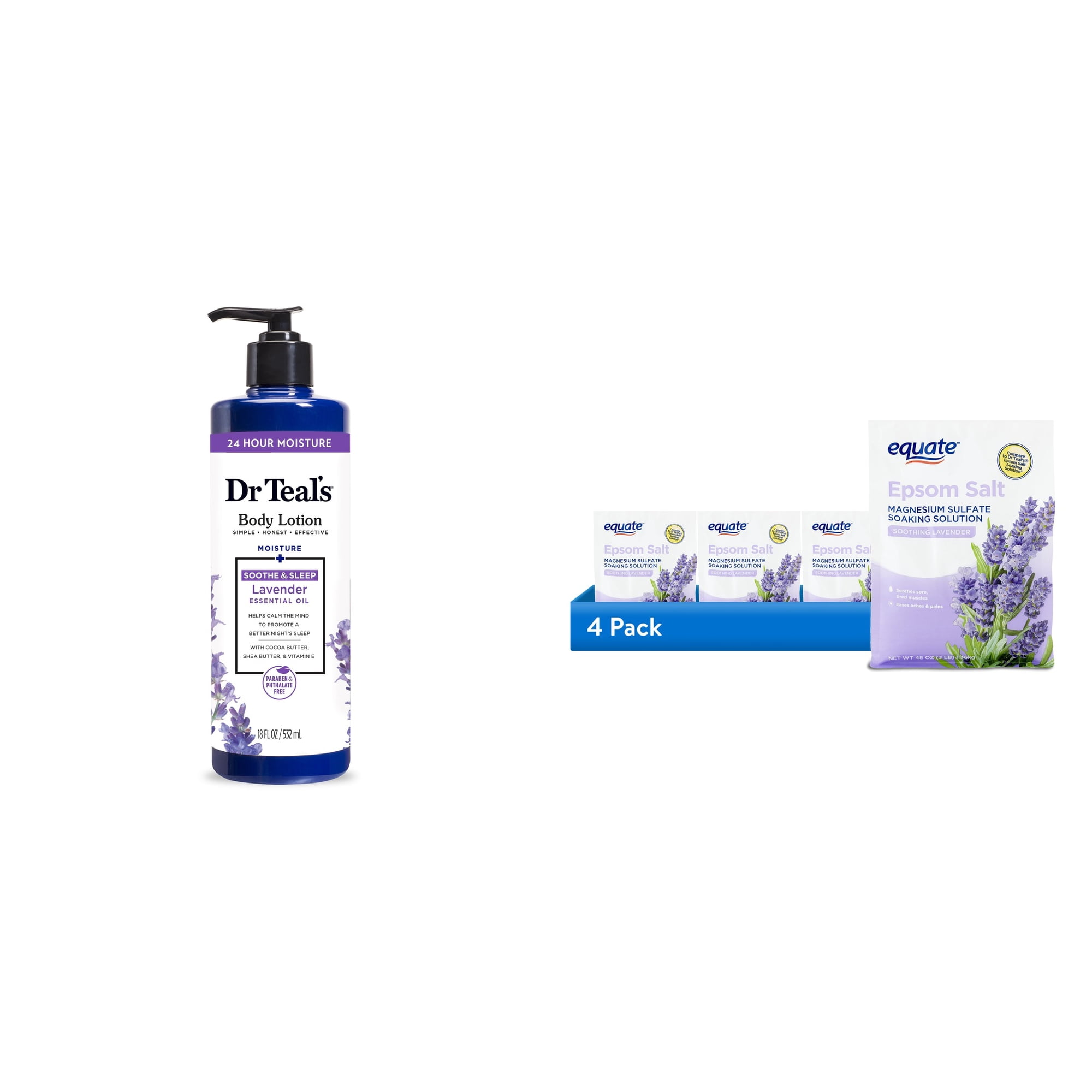 Dr Teal s 24 Hour Moisture Body Lotion with Lavender Essential Oil & ( Bundle