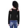 thumbnail image 5 of Moomaya Womens Cold Shoulder Short Top Solid Full Sleeves Summer Tee Tops, 5 of 7