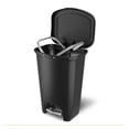 thumbnail image 5 of Premium 13 Gallon Trash Can - Plastic Kitchen Waste Bin with Odor Protection of Lid, Stainless Steel Step On Foot Pedal and Garbage Bag Rings, Black, 5 of 6