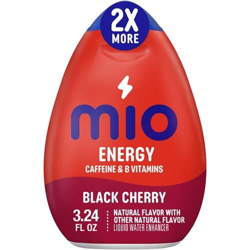 Mio Energy Black Cherry Naturally Flavored With Other Natural Flavor Liquid Water Enhancer, 3.24 Fl Oz Bottle - Pack of 2