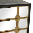 thumbnail image 5 of DecMode 32" x 32" Black Wooden Mirrored Geometric 3 Drawer Chest with Gold Frame, 1-Piece, 5 of 14