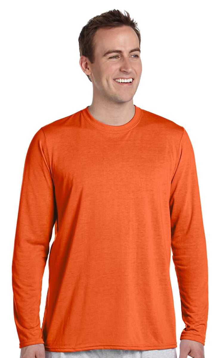 Gildan G424 Performance Long-Sleeve T-Shirt -Orange-Small - Walmart.com