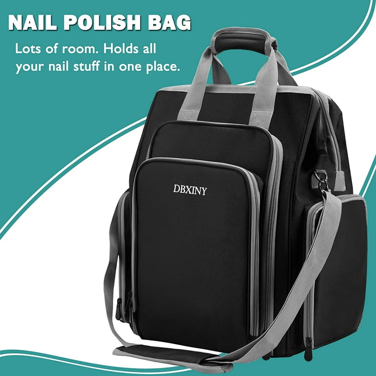 Yodudm Large Nail Polish Organizer Storage Case - Holds 72 Bottles and Nail  Lamp, Nail Polish Holder Bag Travel Carrying Case Fits All Nail Supplies  (Patent Pending) 